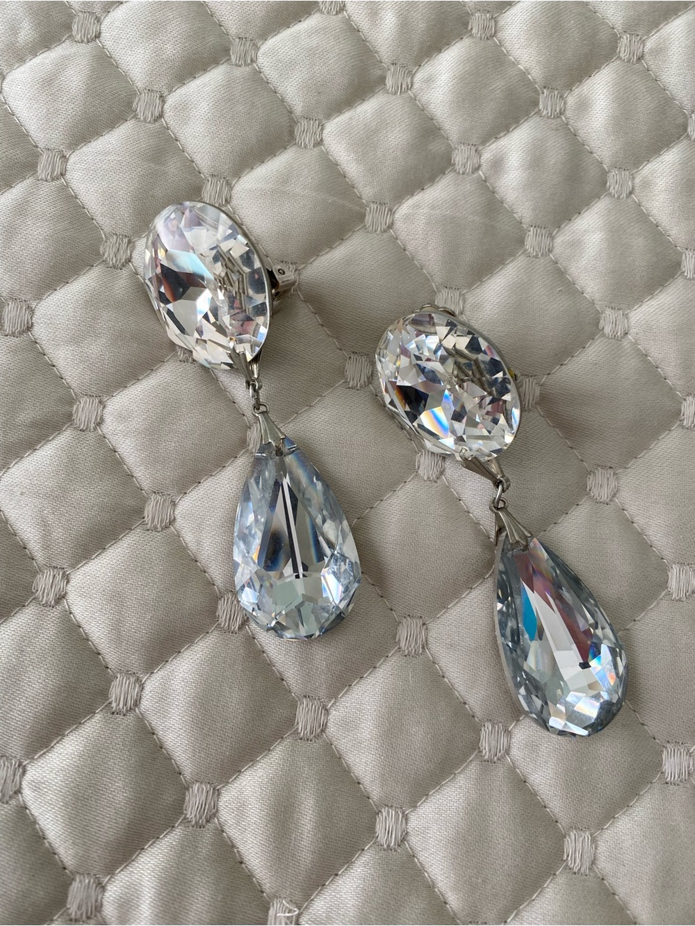 Crystal Teardrop Drop Earrings - Clear Crystal